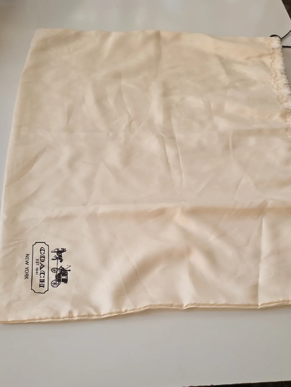 Coach‎ Cream Drawstring Dust Bag with Logo Carriage